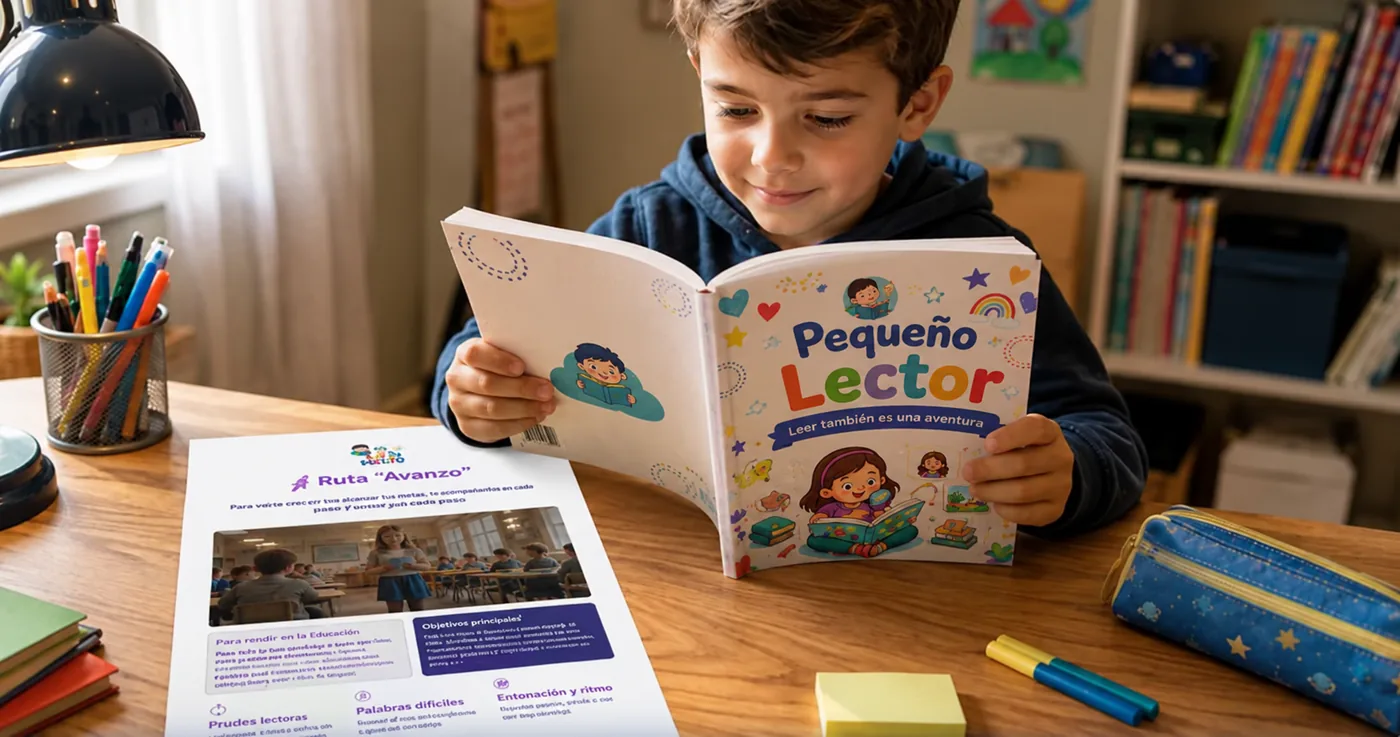 VIDEO: categoría 8 de 9 del catálogo — escalón 7, un chico leyendo un cuento corto, sin audio